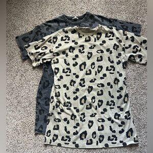 TWO Leopard Print T-shirt Dresses - Tan & Black